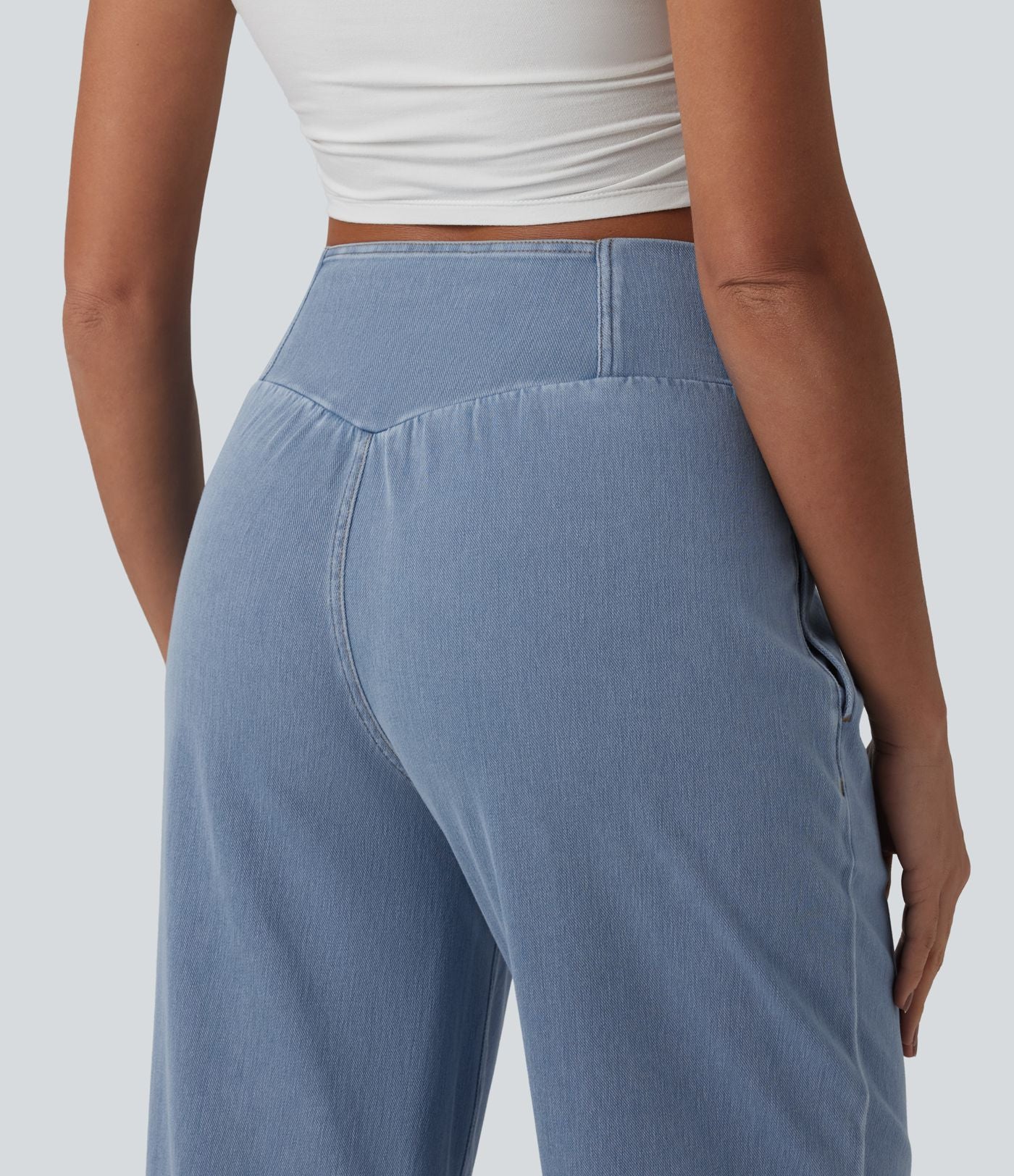 Halara Flex™ Jogging décontracté en denim taille mi-haute croisé avec cordon de serrage et poches