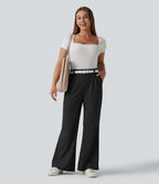 Halara Flex™ Pantalon tailleur évasé gaufré taille haute avec poches
