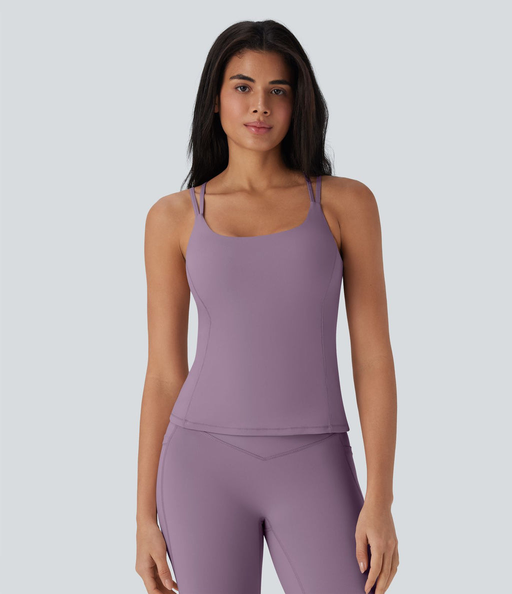 Top bretelles yoga Halara UltraSculpt™ Cool séchage rapide, dos nu avec bonnets moulés - UPF50+