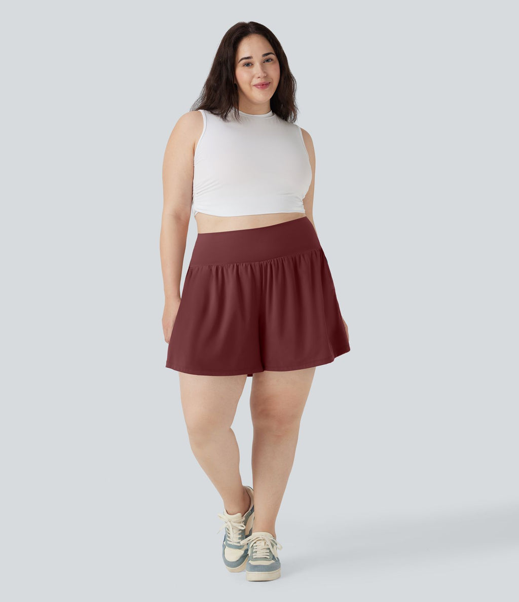Short tailleur 2-en-1 Cool Touch yoga taille très haute Softlyzero™ Airy grande taille 17,5 cm avec poches