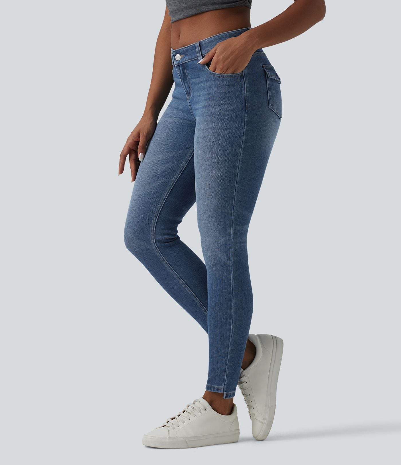 Jean skinny 7/8 décontracté taille basse Halara Flex™ avec poches