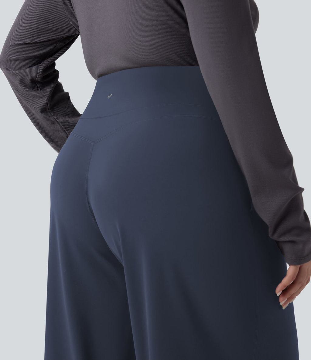 Pantalon de yoga grande taille jambes droites taille haute gainant Halara UltraSculpt™ avec poches