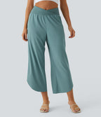 Breezeful™ Pantalon Fluide Vacances Séchage Rapide Taille Haute Croisée Poches Latérales Plissées Fente