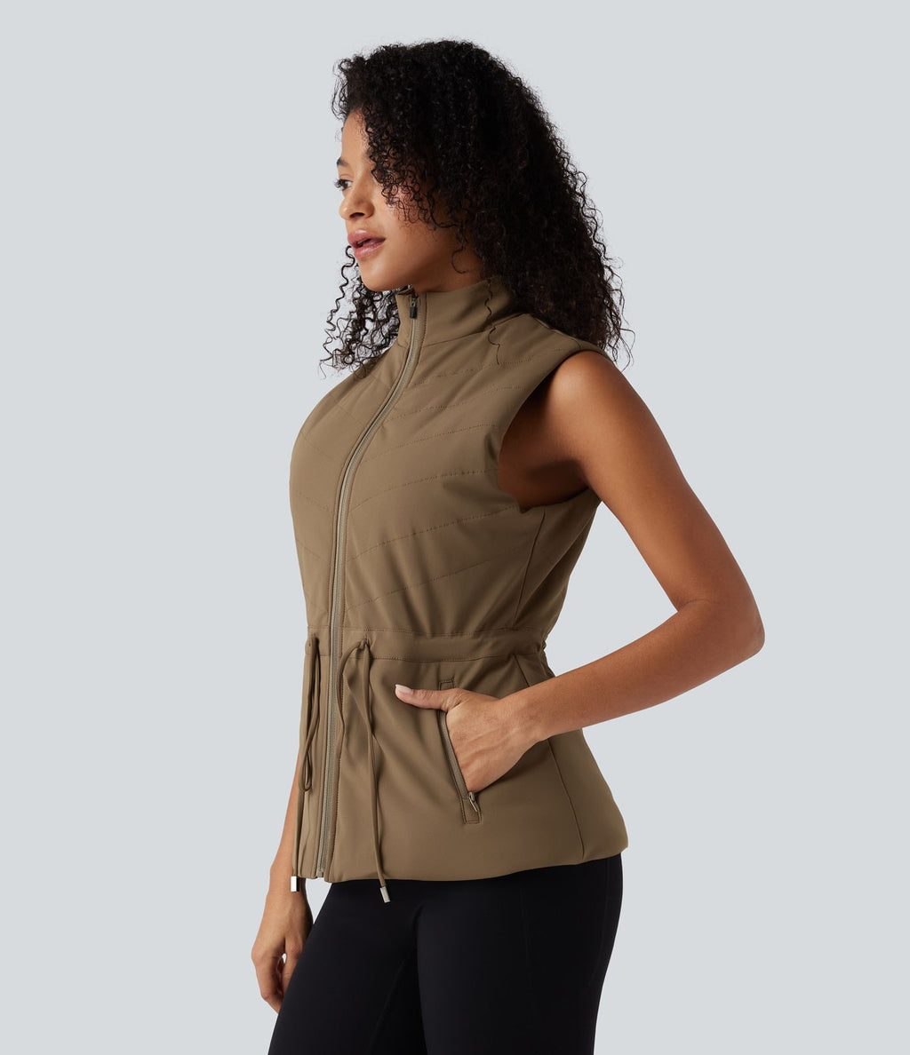 Veste polaire PuffFlex 3-en-1 à col montant et manches longues avec passe-pouces et gilet matelassé avec poches