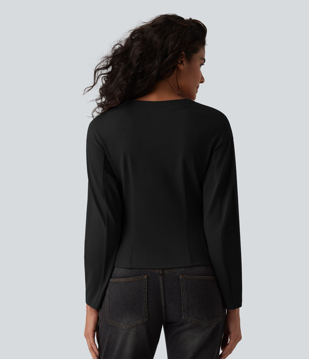 Haut casual col V manches longues avec boutons