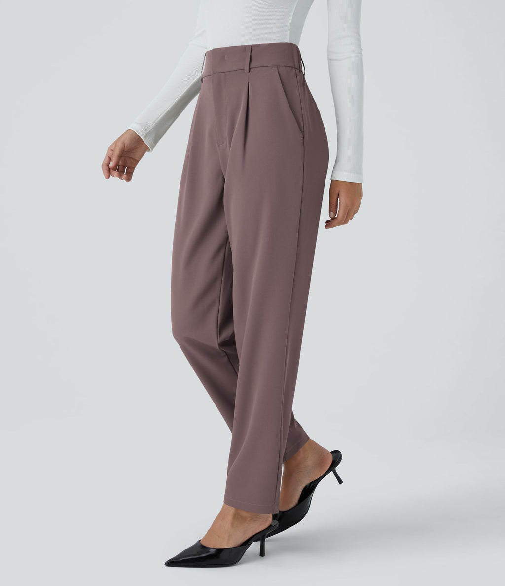 Pantalon tailleur Halara Flex™ fuselé uni, taille haute, avec poches