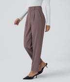 Pantalon tailleur Halara Flex™ fuselé uni, taille haute, avec poches
