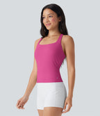 Débardeur de course crop top dos nu col carré bretelles croisées Softlyzero™ Airy Cool Touch - longueur rallongée - UPF50+