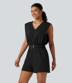 Combishort SoftlyZero™ Airy effet frais InstantCool sans manches à col V avec ceinture, poches et protection solaire UPF50+ avec accès facile Easy Peasy