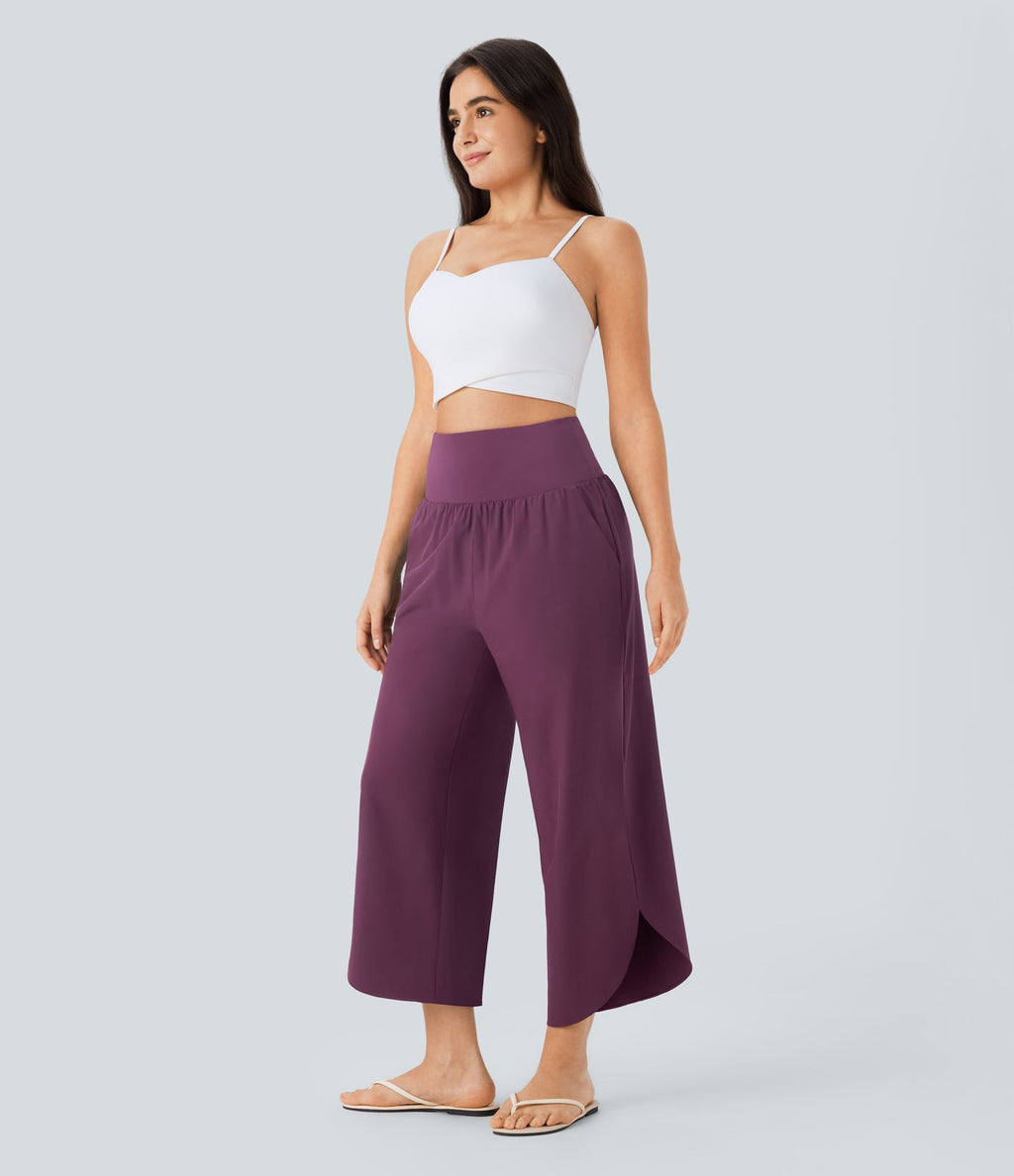 Pantalon fluide resort Breezeful™ à séchage rapide, coupe fendue et effet ventre plat