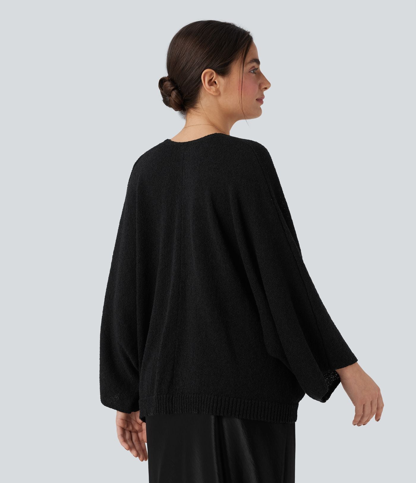 Cardigan col V profond manches chauve-souris coupe décontractée