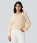 Top tricot col rond nœud latéral manches longues