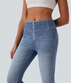 Jean Halara Flex™ skinny décontracté taille mi-haute zippé, effet ventre plat, avec poches