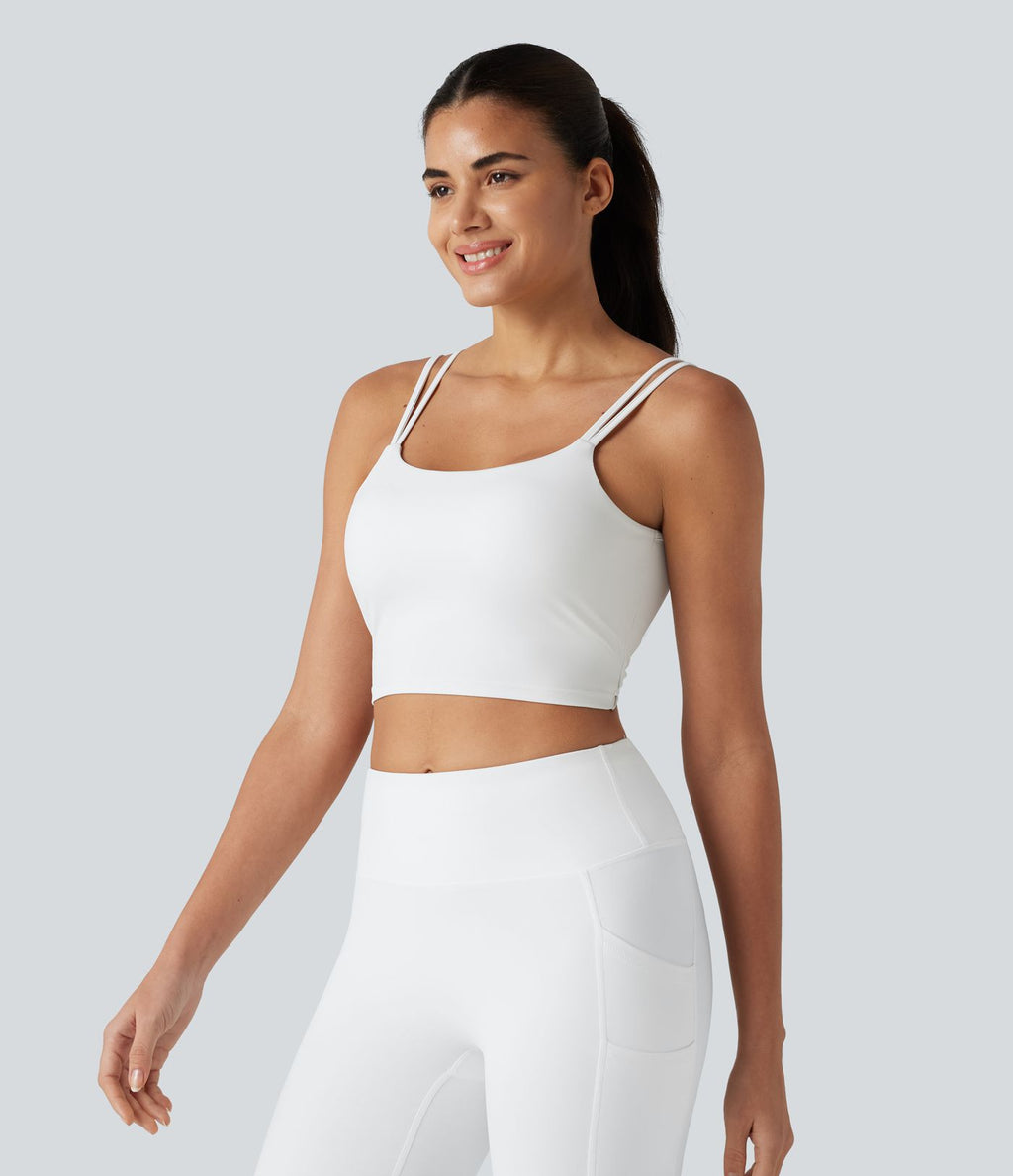 Débardeur yoga court Halara UltraSculpt™ double bretelles torsadé dos nu
