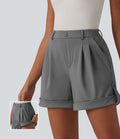Short casual à rayures 12,5 cm taille haute avec poches