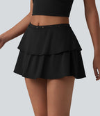 Jupe mini décontractée SoftlyZero™ Airy à volants 2-en-1 taille mi-haute effet frais InstantCool détails œillets avec poche