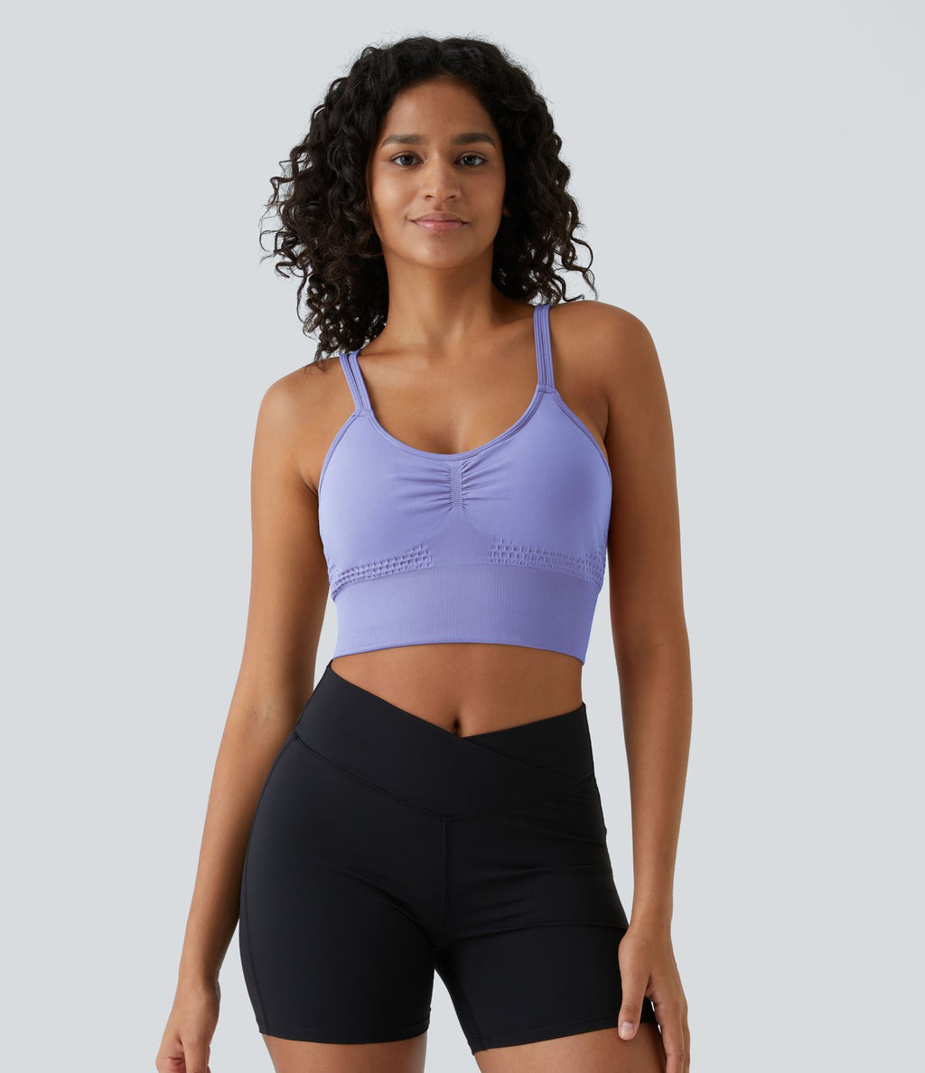 Brassière de sport maintien léger bretelles froncées doubles bonnets A-D OneForm Seamless Flow