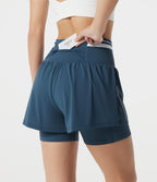 Short d’entraînement 2-en-1 SoftlyZero™ Airy réfléchissant taille très haute gainant effet frais 12,5 cm avec poches