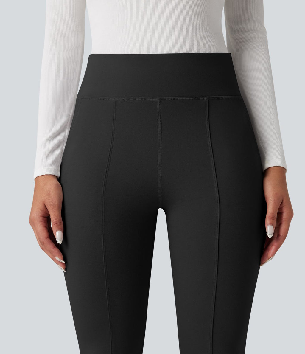 Pantalon tailleur évasé taille haute avec poches