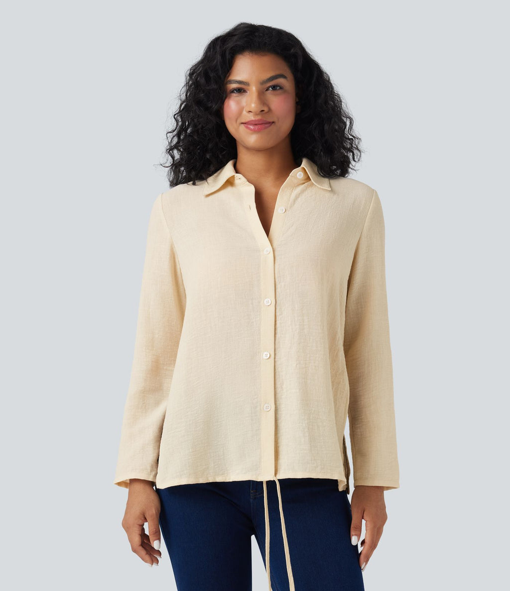 Chemise tailleur portefeuille manches longues avec lien dos