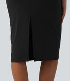 Robe fourreau midi sans manches col bateau pour le bureau