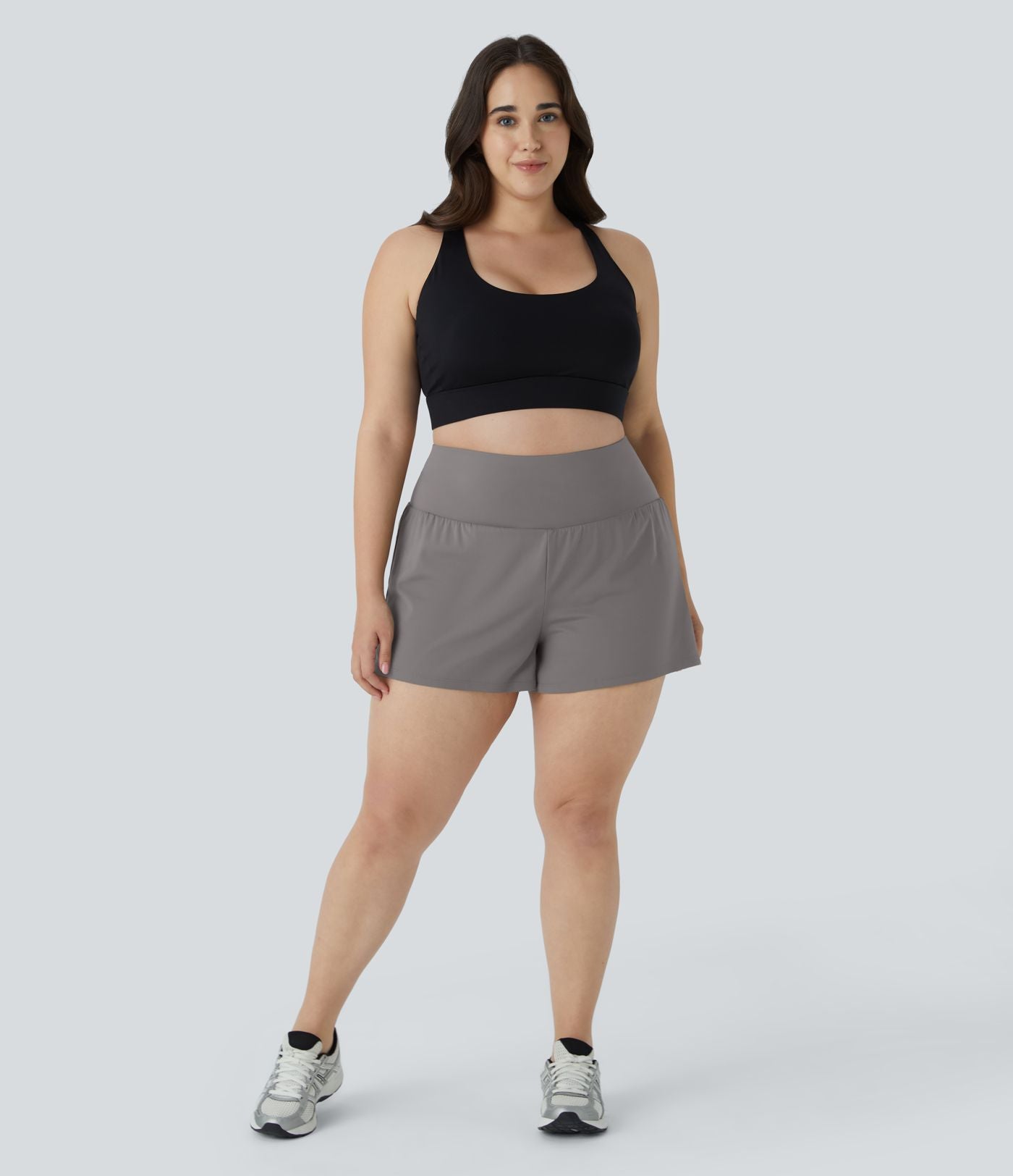 Short 8,8cm Sport Grande Taille 2 en 1 avec Poches Arrière et Poches Latérales Cachées