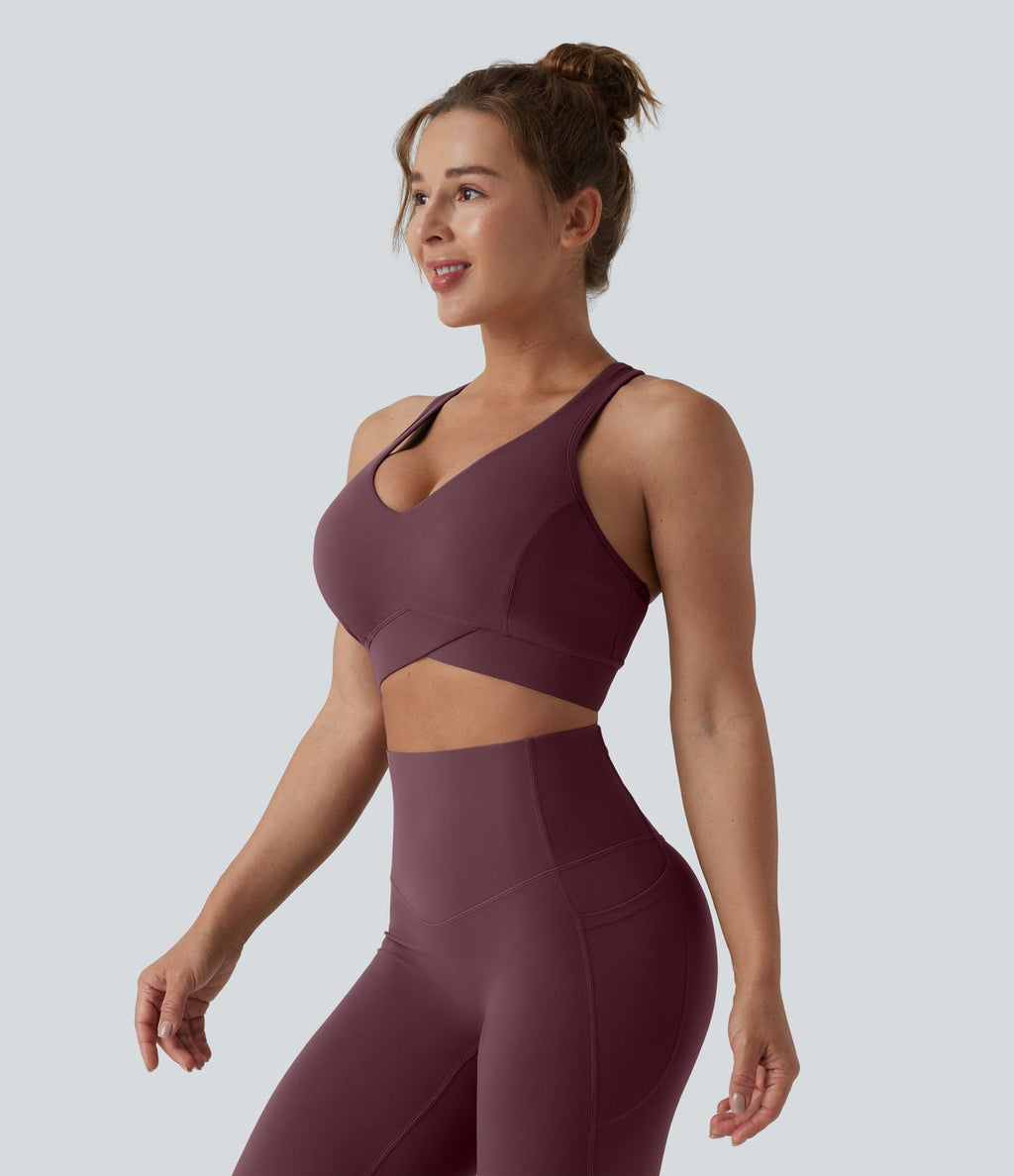 Brassière de sport running Halara UltraSculpt™ maintien léger col V dos nageur bonnets E-G