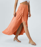 Jupe Longue Casual Breezeful™ Taille Haute à Volants 2en1 Fluide Sèchement Rapide Quotidien Maxi