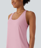 Débardeur yoga dos nu col U avec bretelles croisées, ourlet arrondi et effet frais InstantCool, protection solaire UPF50+