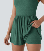 Combishort de villégiature 2-en-1 à dos nu, design torsadé, poches latérales - Édition Easy Peasy