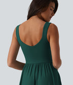 Robe longue fluide sans manches avec brassière intégrée (Bonnets E-G) et poches
