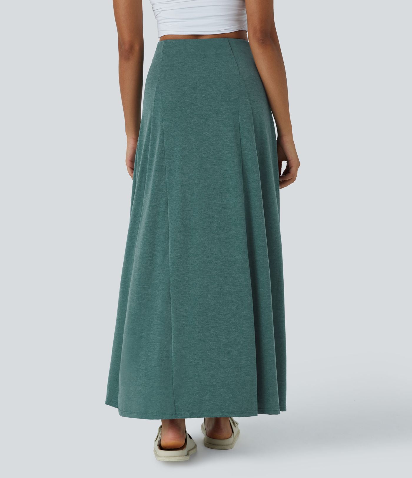 Jupe Évasée Casual Longue Fermeture Éclair Latérale Taille Haute