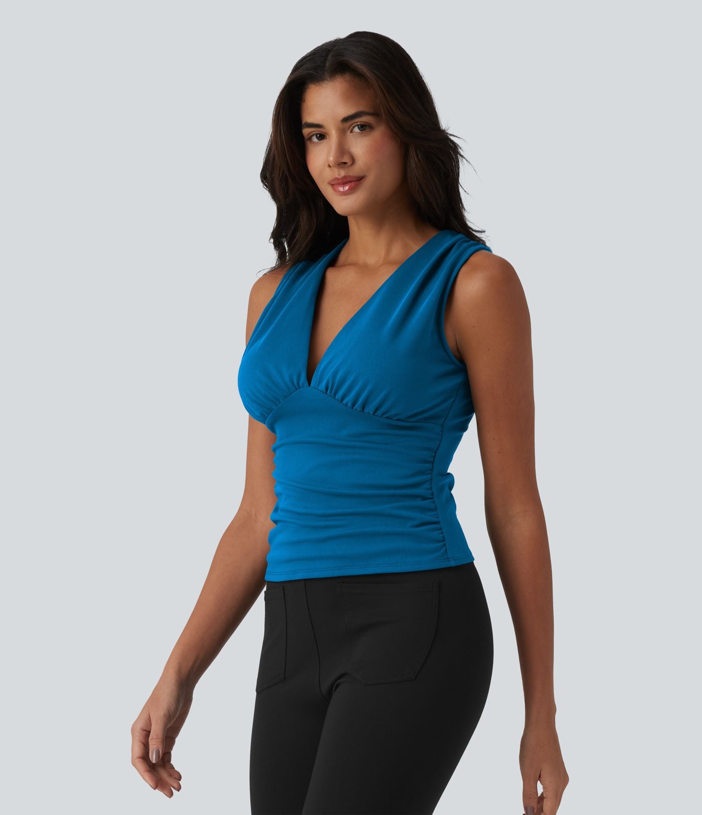Débardeur tailleur col V avec fronces et brassière intégrée