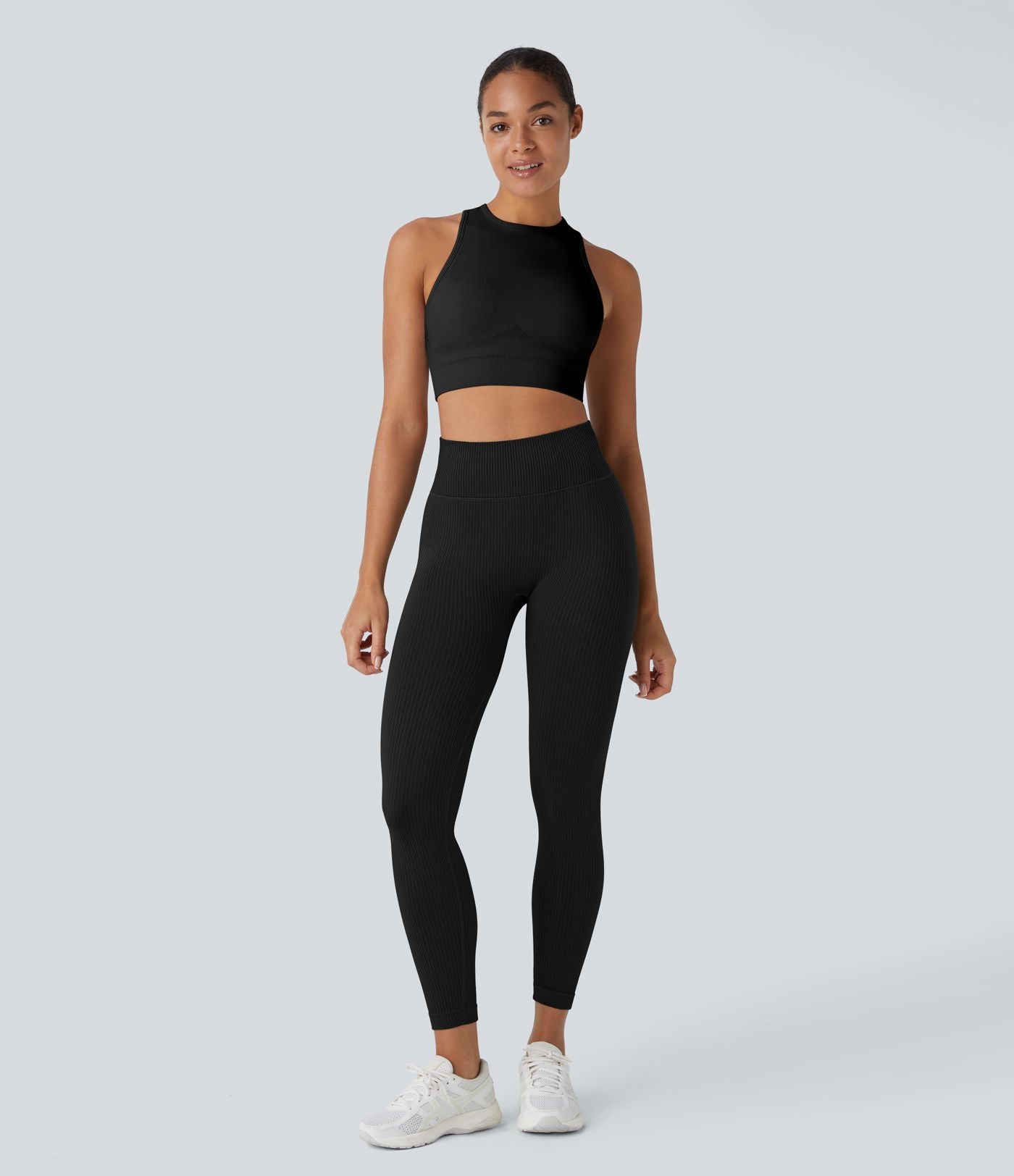 Legging yoga 7/8 gainant taille haute côtelé doux sans couture OneForm Seamless Flow