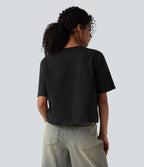 T-shirt décontracté ample en coton à manches courtes et col rond