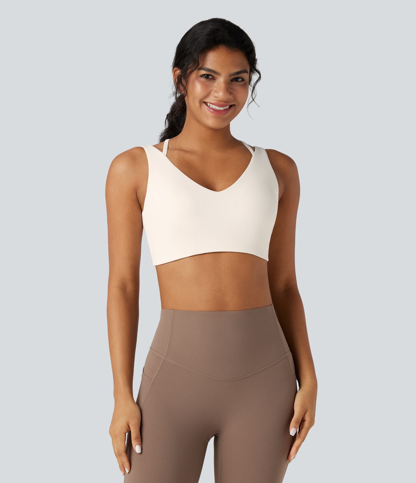 Top de sport yoga SoftlyZero™ Airy 2-en-1 découpe au dos toucher frais