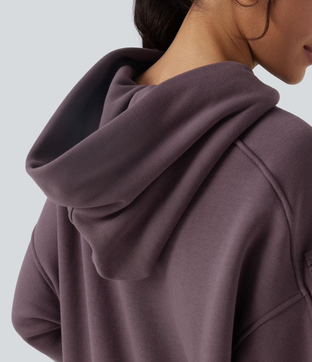 Sweat-shirt de sport casual oversize en molleton à capuche et manches longues avec poches