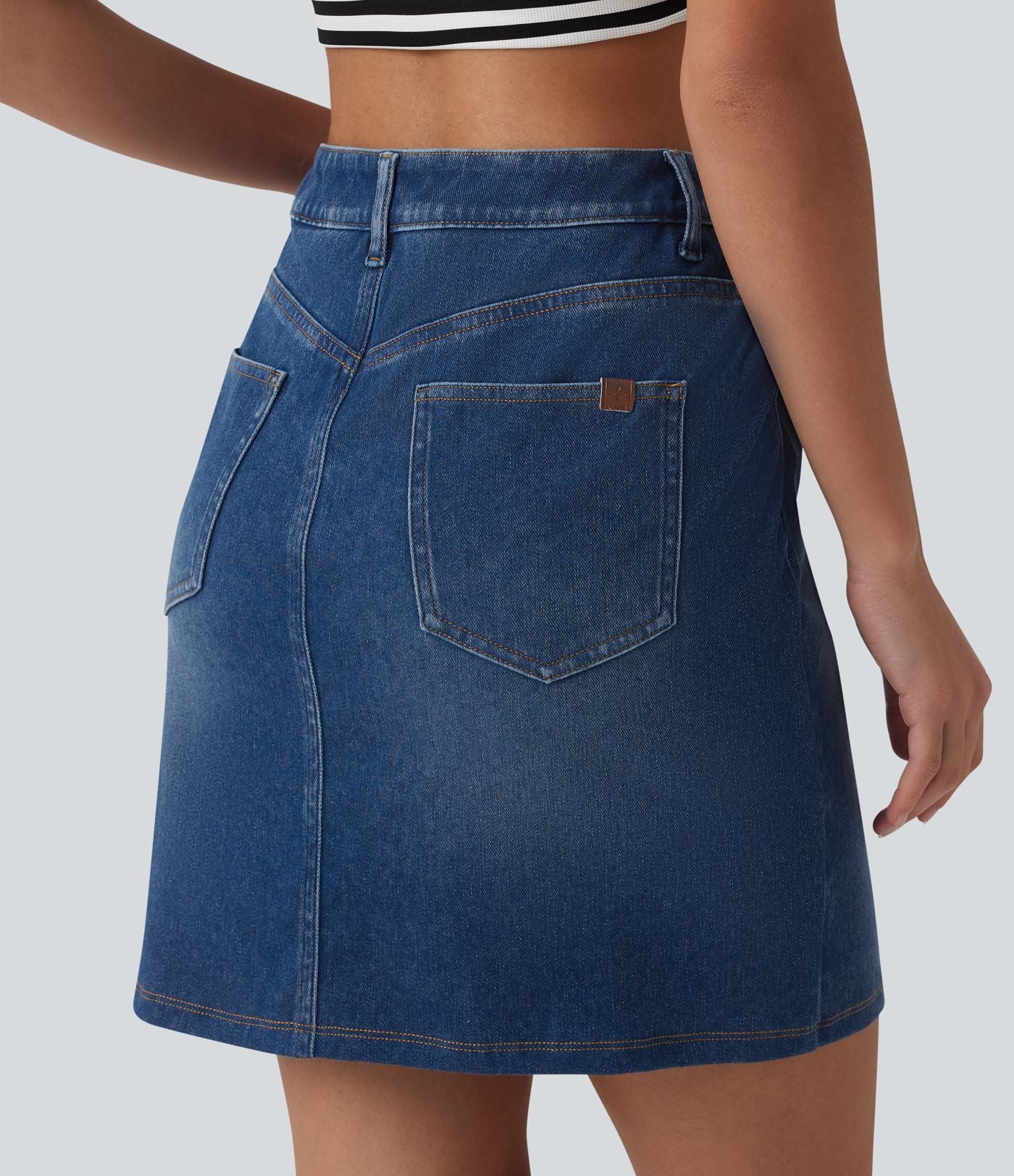 Halara Flex™ Jupe en jean asymétrique gainante taille mi-haute avec poches
