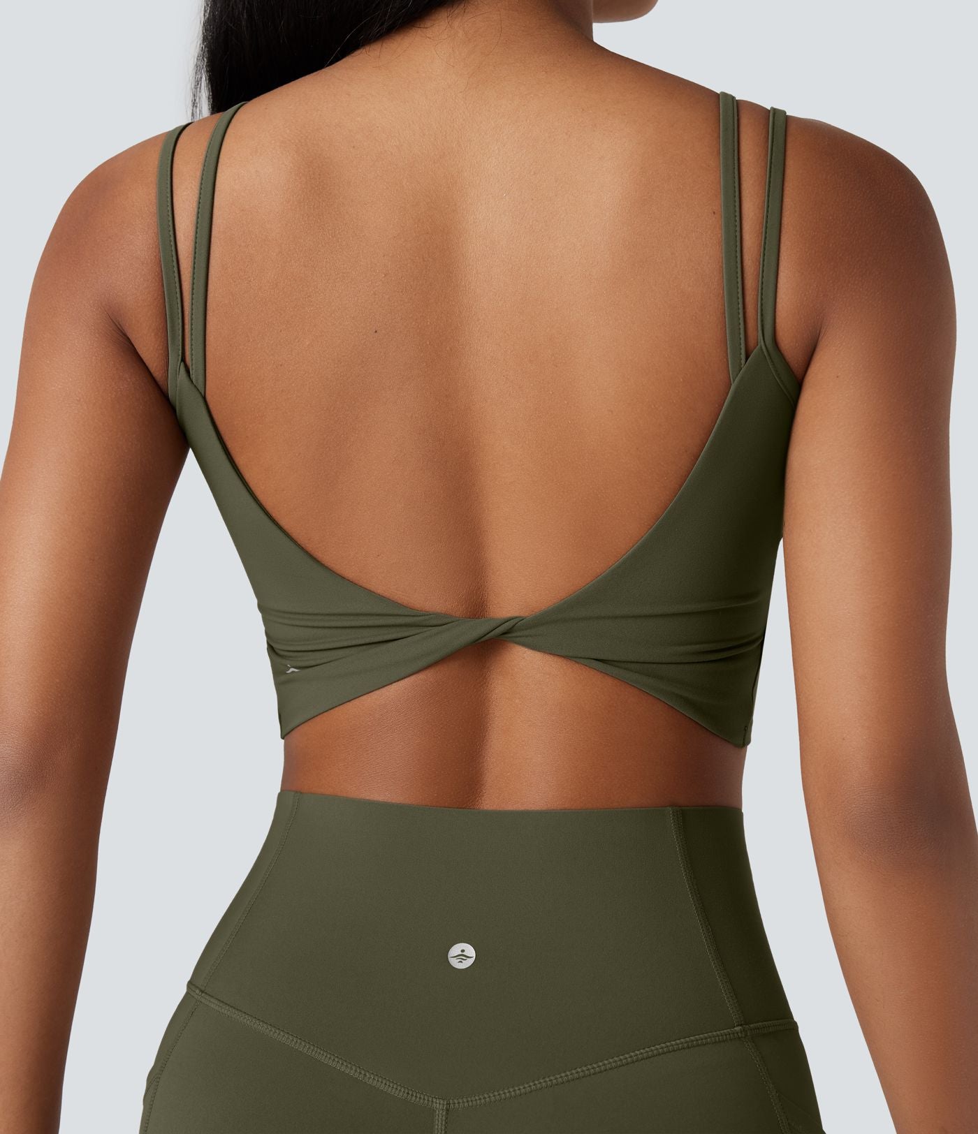 Débardeur yoga court Halara UltraSculpt™ double bretelles torsadé dos nu