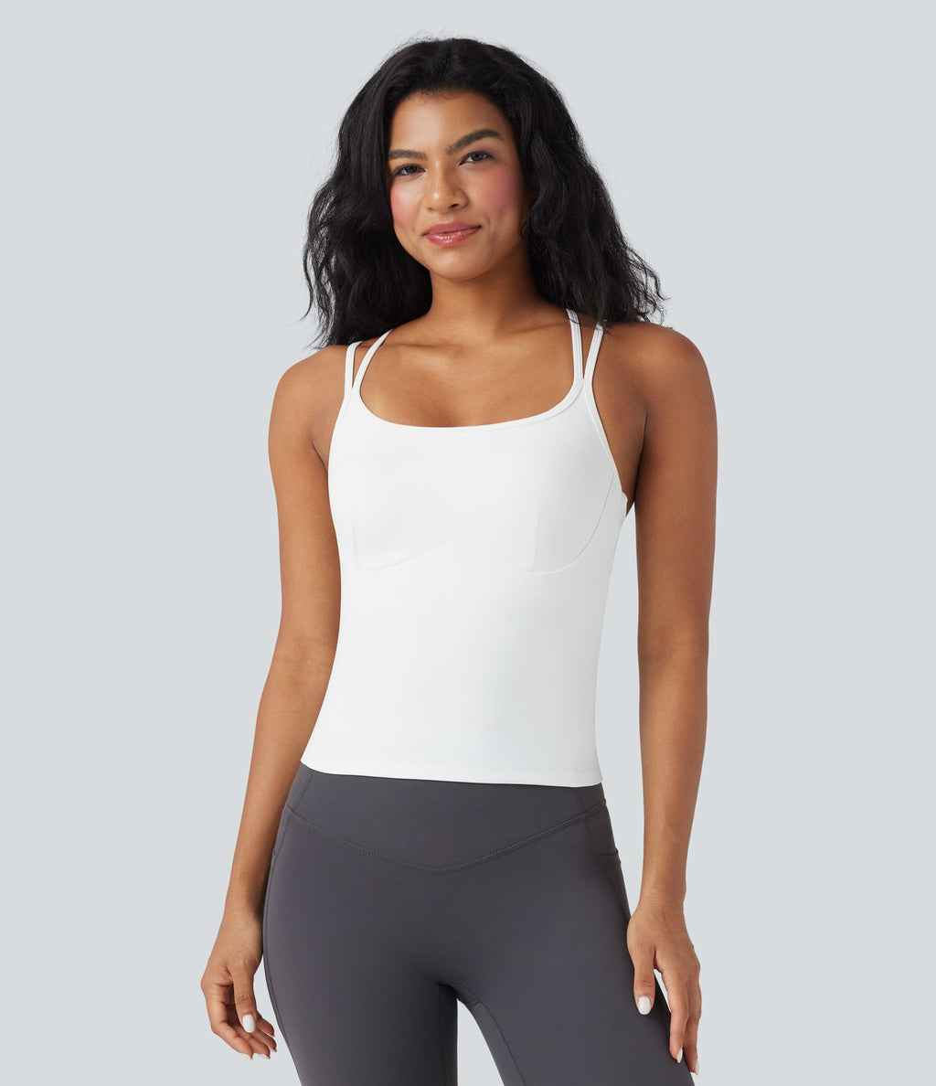 Débardeur yoga SoftlyZero™ Plush double bretelles dos croisé longueur étendue