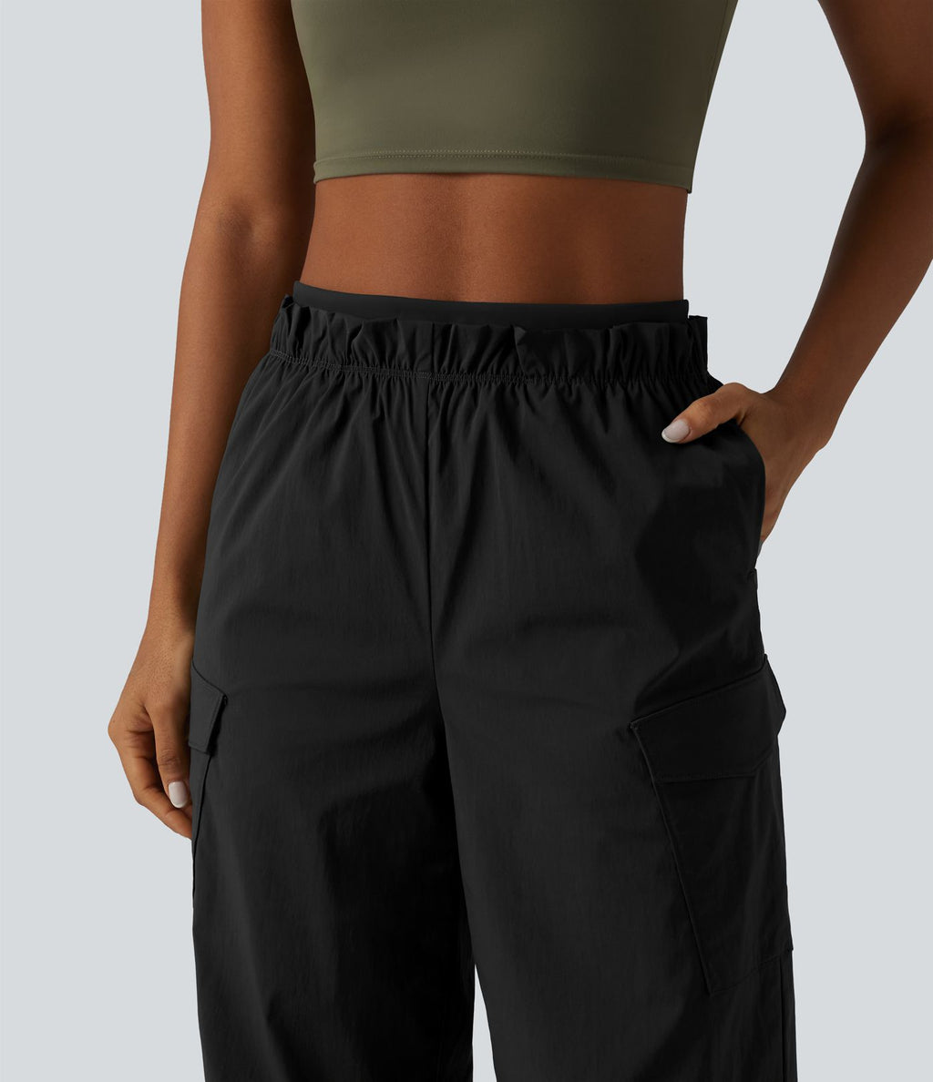 Jogging cargo ample de randonnée taille haute avec poches