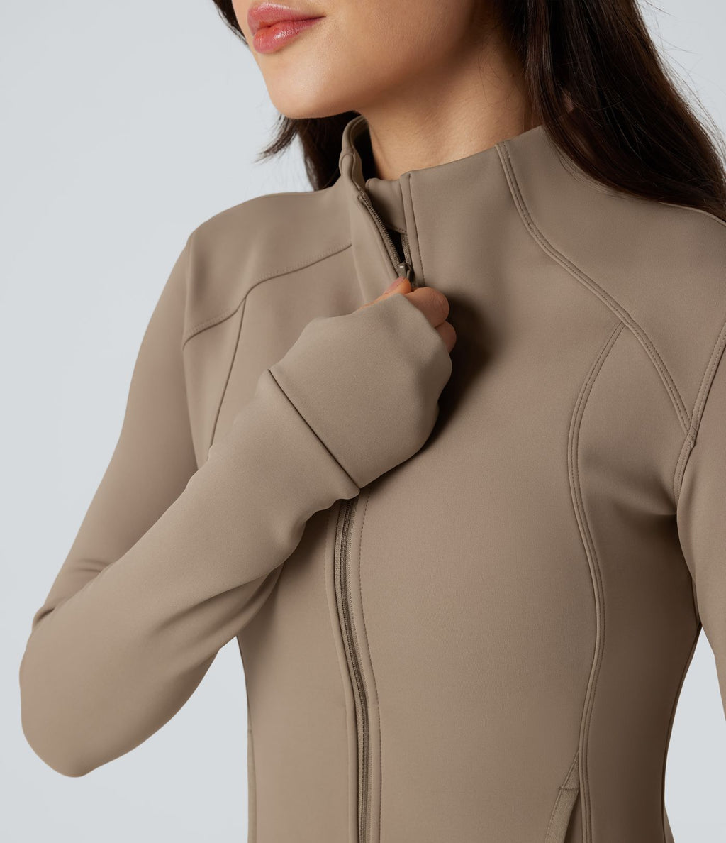 Veste d'entraînement polaire manches longues avec trous pouces et poches
