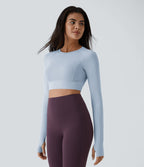 Top Sport Yoga Uni à Trou pour le Pouce Coupe Courte