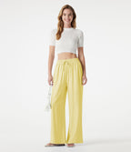 Pantalon large 2-en-1 casual en mélange de lin taille haute avec cordon et poches