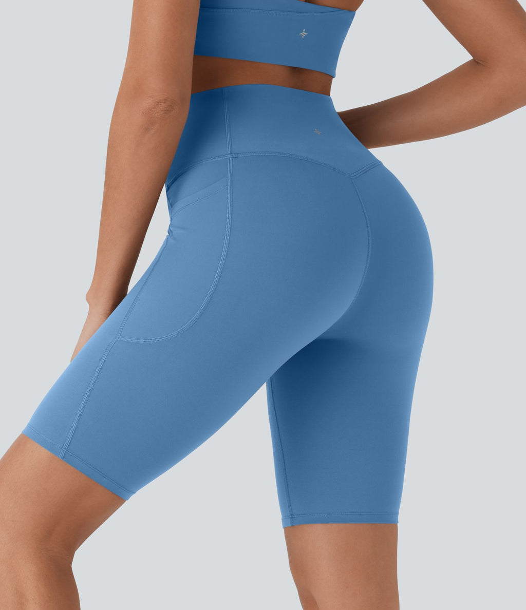 Short cycliste 22,8 cm d'entraînement gainant taille haute avec poches Halara UltraSculpt™