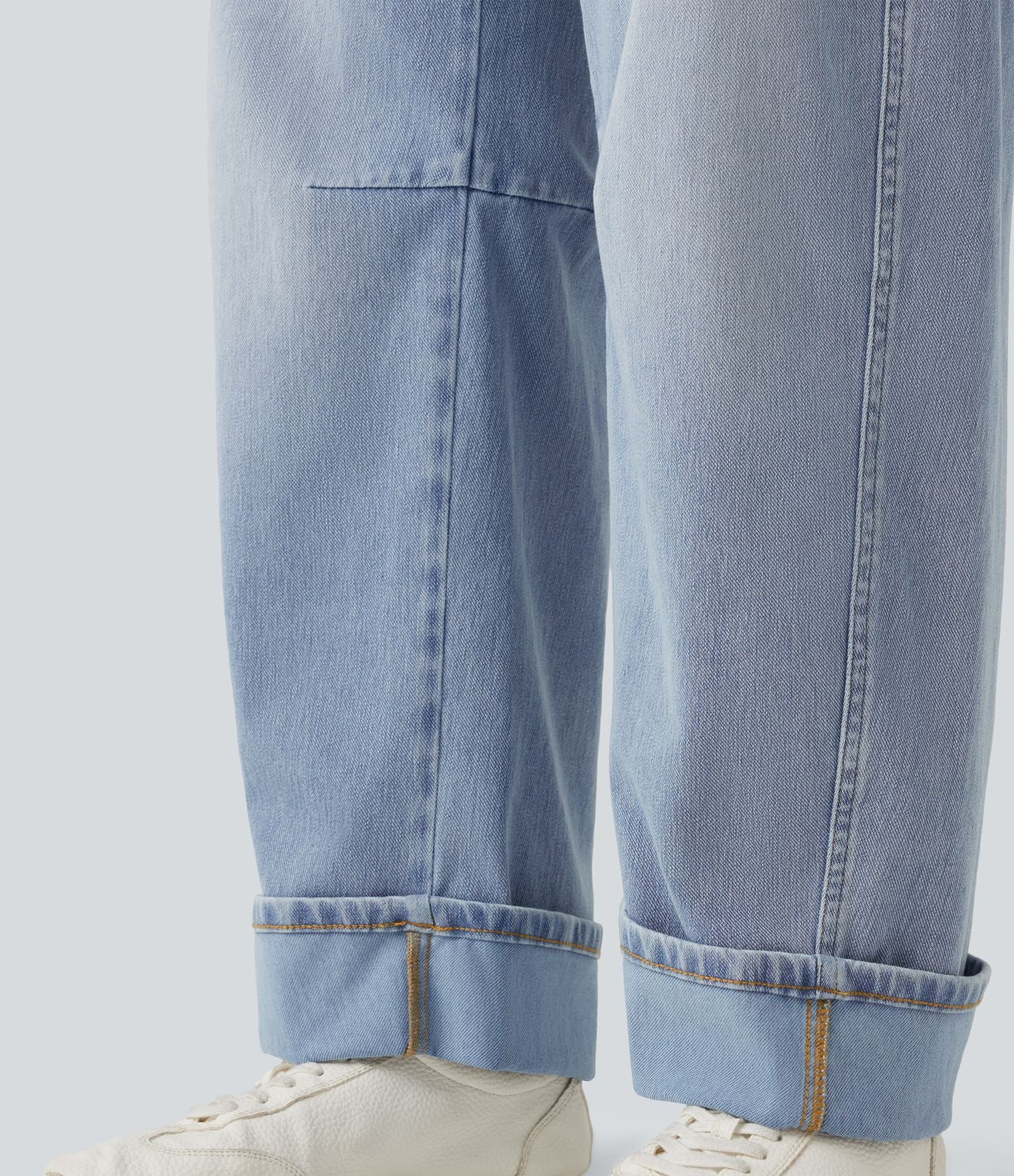 Jean barrel leg Halara Flex™ taille mi-haute, à revers avec poches