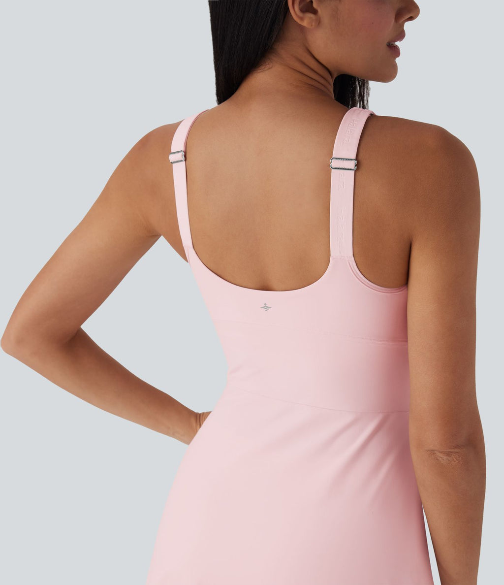 Robe de sport yoga 2-en-1 SoftlyZero™ Plush push-up coques moulées avec poches édition Easy Peasy E-G