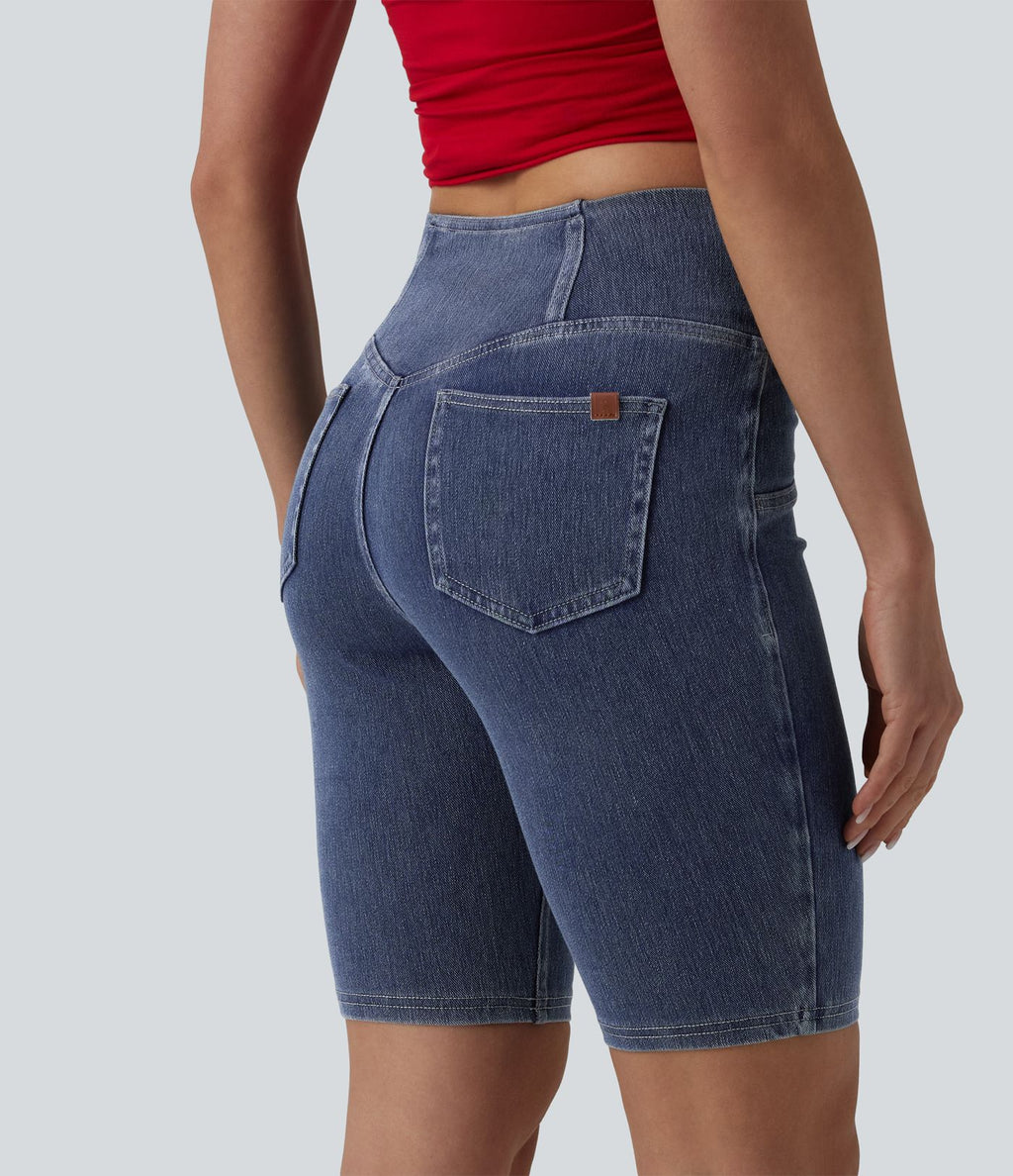 Short denim skinny décontracté Halara Flex™ croisé taille mi-haute 23 cm avec poches