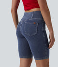 Short denim skinny décontracté Halara Flex™ croisé taille mi-haute 23 cm avec poches