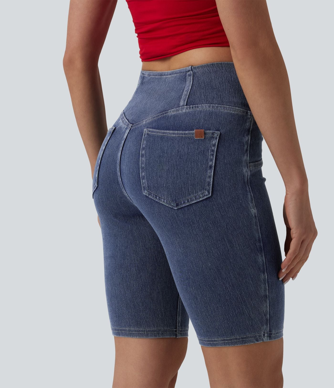 Short denim skinny décontracté Halara Flex™ croisé taille mi-haute 23 cm avec poches